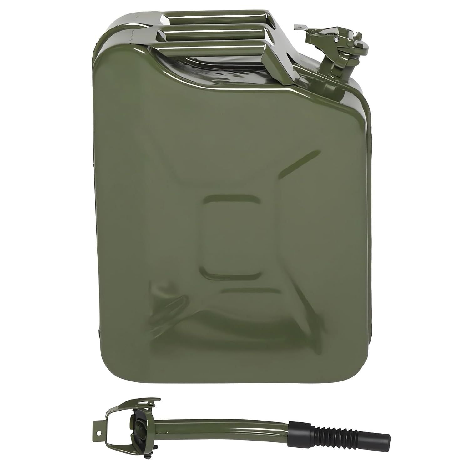 5 Gallon Jerry Fuel Can with Flexible Spout, Portable Jerry Cans Fuel Tank Steel Fuel Can, Fuels Gasoline for Cars, Trucks, Green